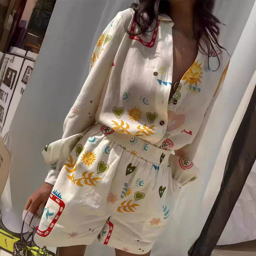 Romper Floral Print - طقم نسائي كاجوال من قطعتين بخصر