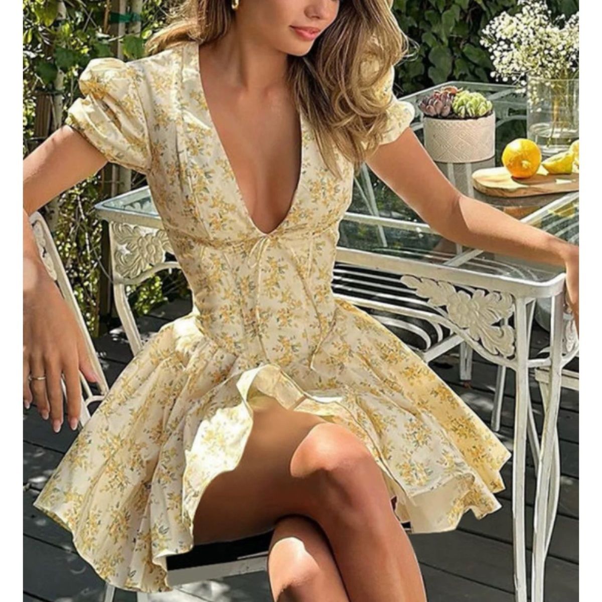 Romper Floral Print - 4XL فستان زهري فرنسي حجم كبير