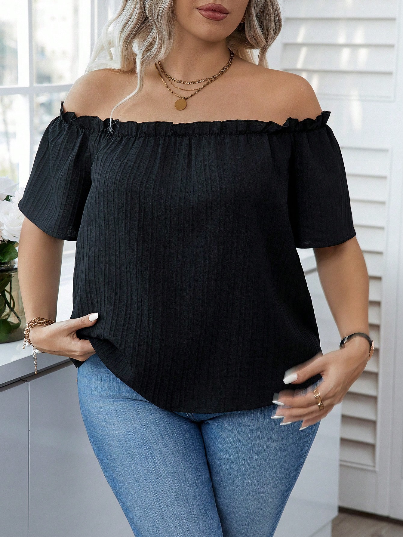 بلوزة نسائية سوداء مكشوفة الأك - مراجعة Blouse Off Shoulder وسعره