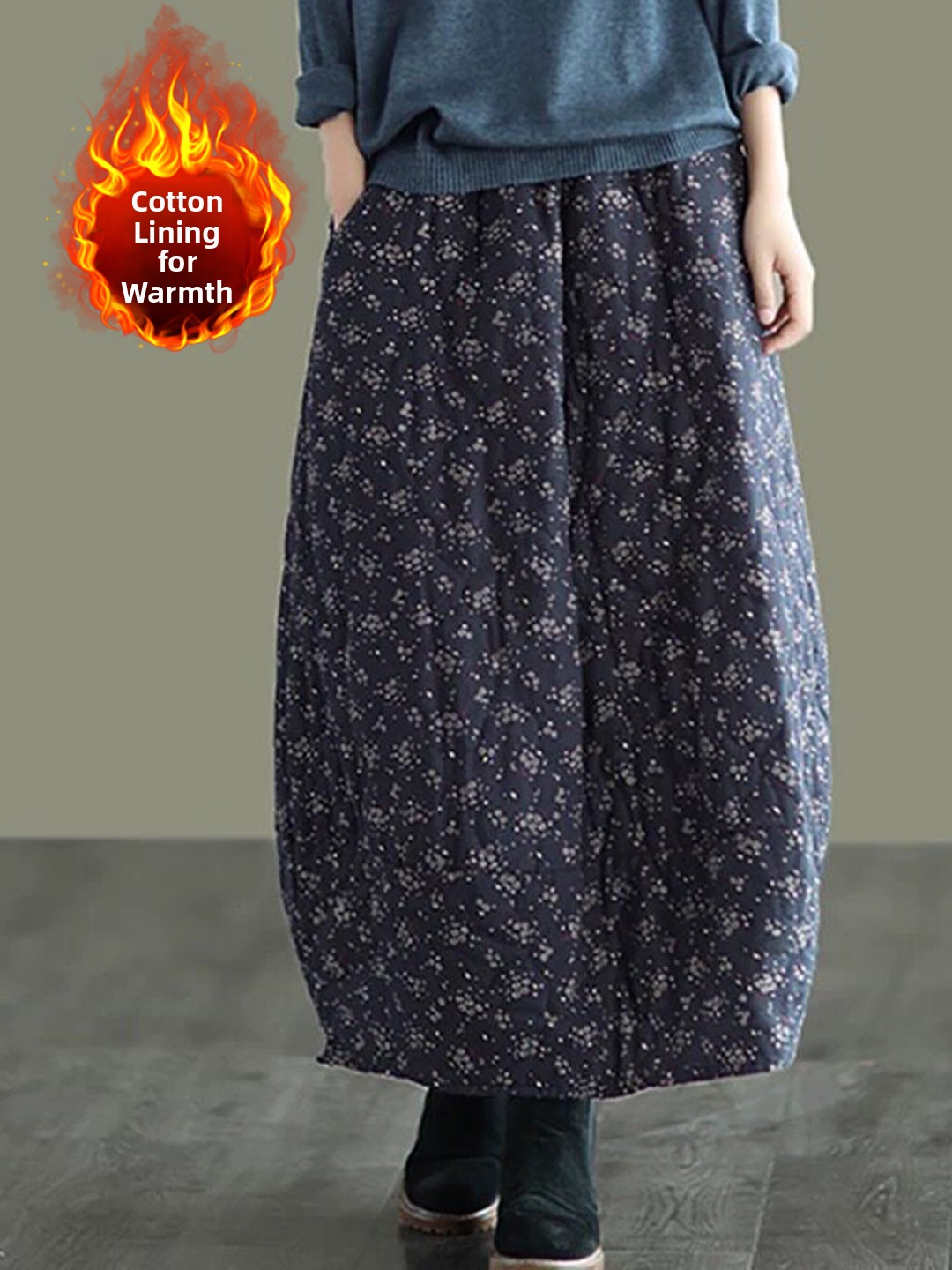تنورة قطنية بنقشة زهور عتيقة ا - مراجعة Midi Skirt Floral وسعره