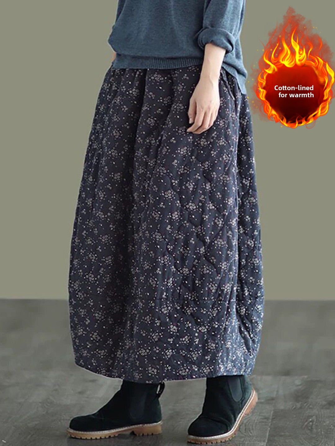 تنورة قطنية بنقشة زهور عتيقة ا - مراجعة Midi Skirt Floral وسعره