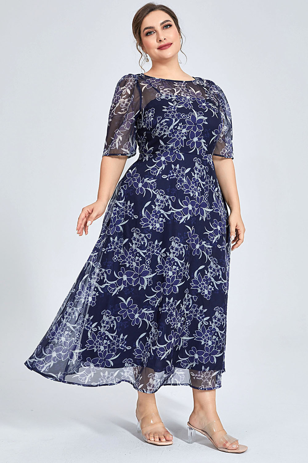 فستان شيفون ميدي بنقشة زهور كح - مراجعة Midi Skirt Floral وسعره
