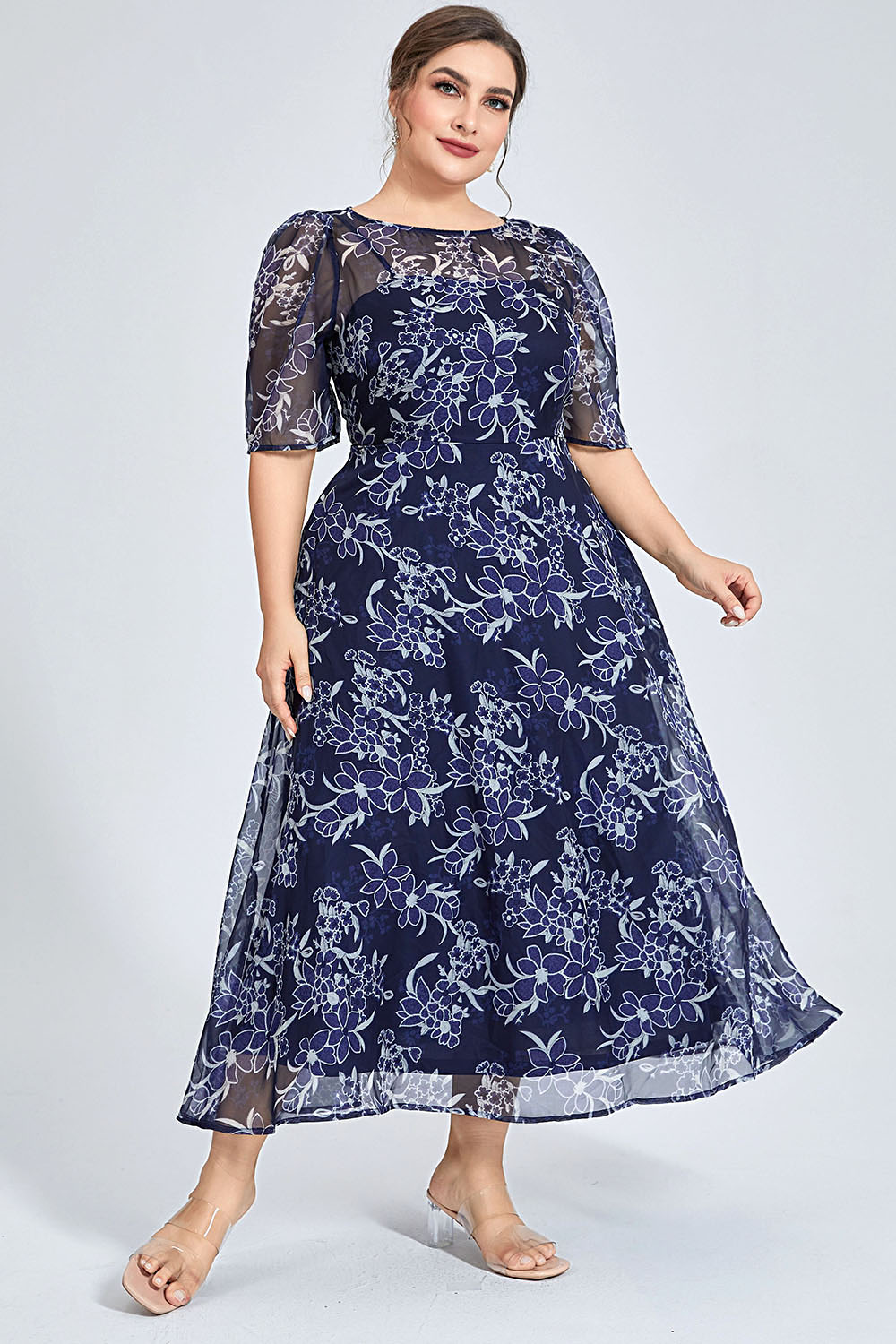 فستان شيفون ميدي بنقشة زهور كح - مراجعة Midi Skirt Floral وسعره
