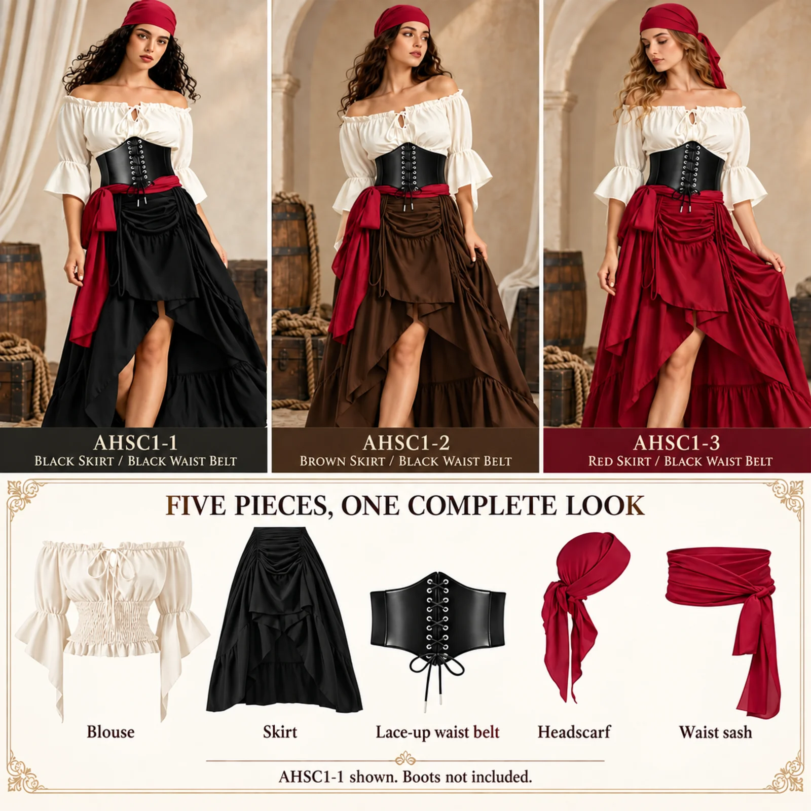 طقم زي القراصنة للنساء: بلوزة، - مراجعة Blouse Off Shoulder وسعره
