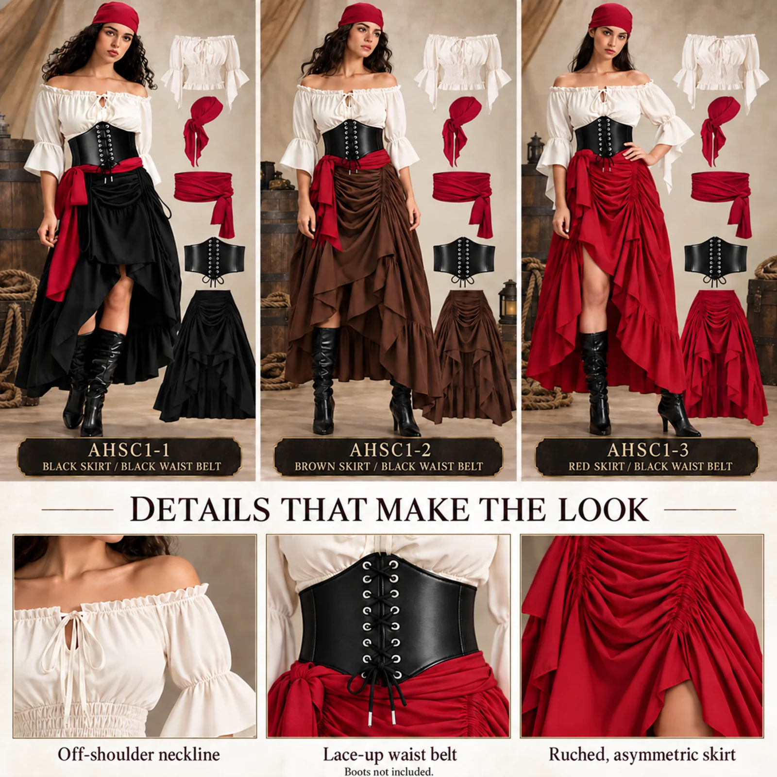 طقم زي القراصنة للنساء: بلوزة، - مراجعة Blouse Off Shoulder وسعره