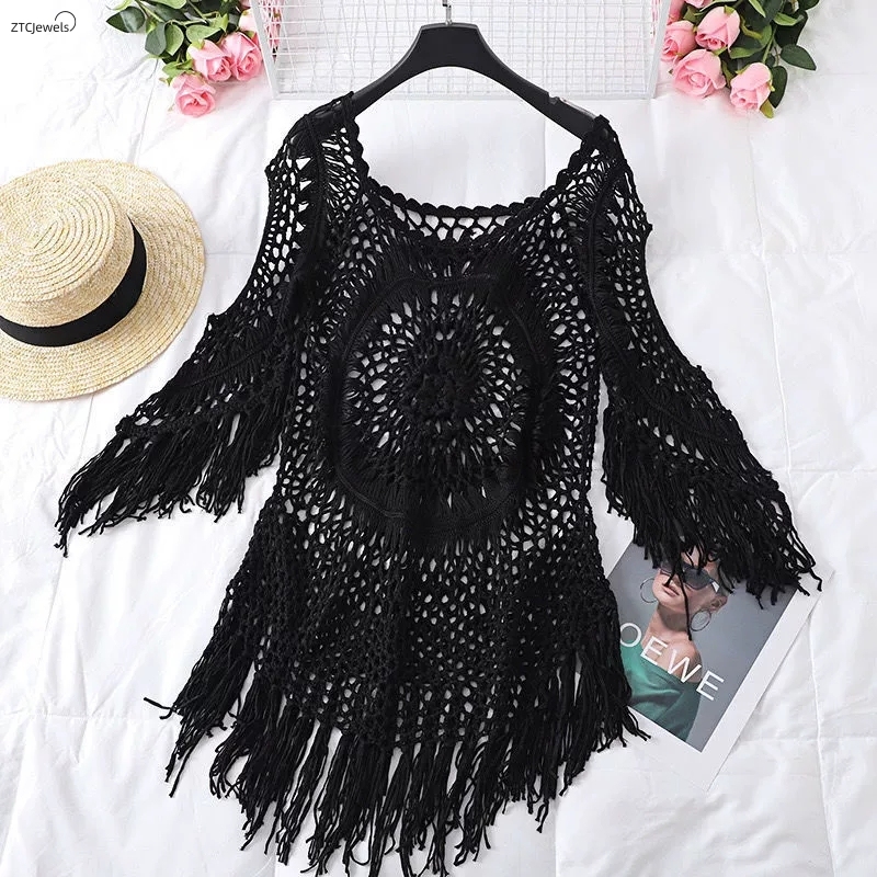 المرأة الصيف الكروشيه بيكيني ا - مراجعة Cover Up Kaftan وسعره