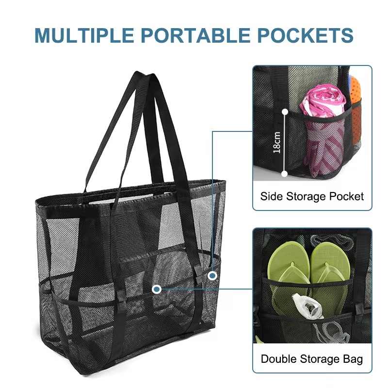حقيبة شاطئ شبكية كبيرة الحجم،  - مراجعة Tote Bag Beach وسعره