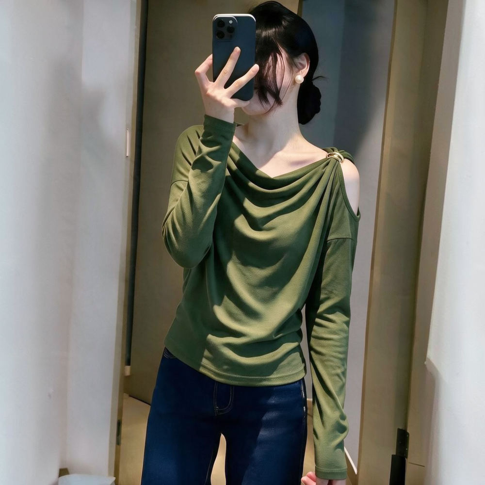 بلوزة نسائية بأكمام طويلة وقصة - مراجعة Blouse Off Shoulder وسعره