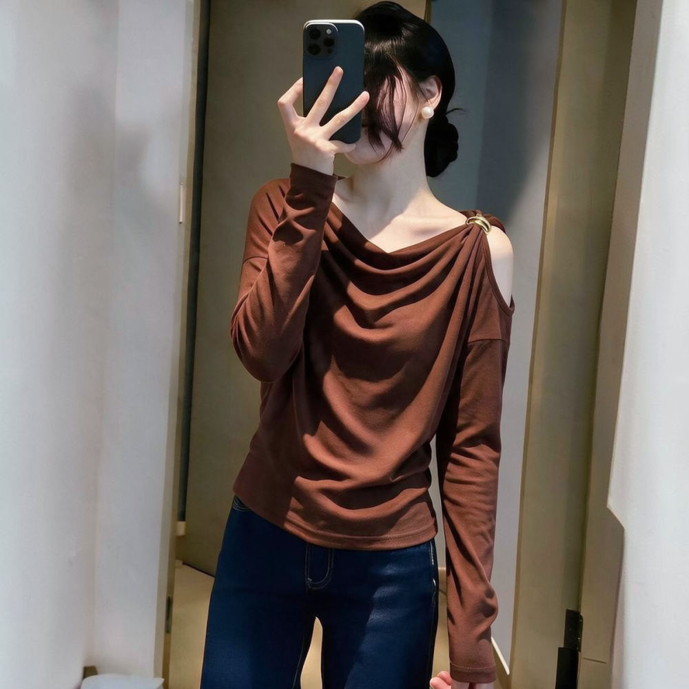 بلوزة نسائية بأكمام طويلة وقصة - مراجعة Blouse Off Shoulder وسعره